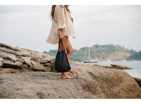 Impact AWARE™ Rucksack aus recyceltem Denim mit Kordelzug bedrucken