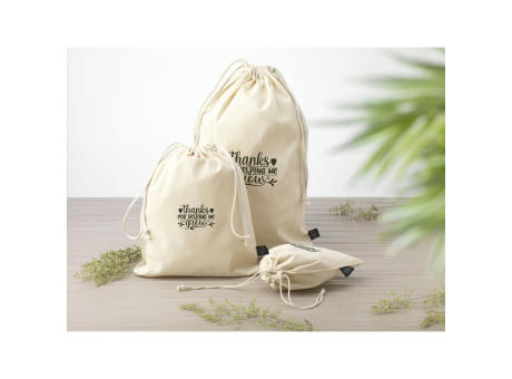 Gift Pouch Naturel GRS Recycled Cotton (150 g/m²) L bedrucken