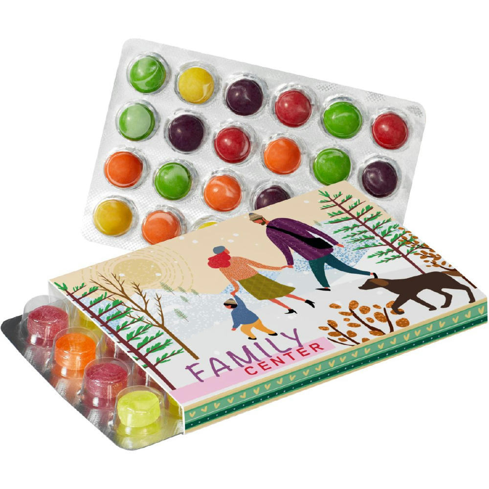 Product image Werbeschuber für Kleinster (Advents-)Kalender der Welt mit Pulmoll Pastillen oder SKITTLES® Werbeartikel