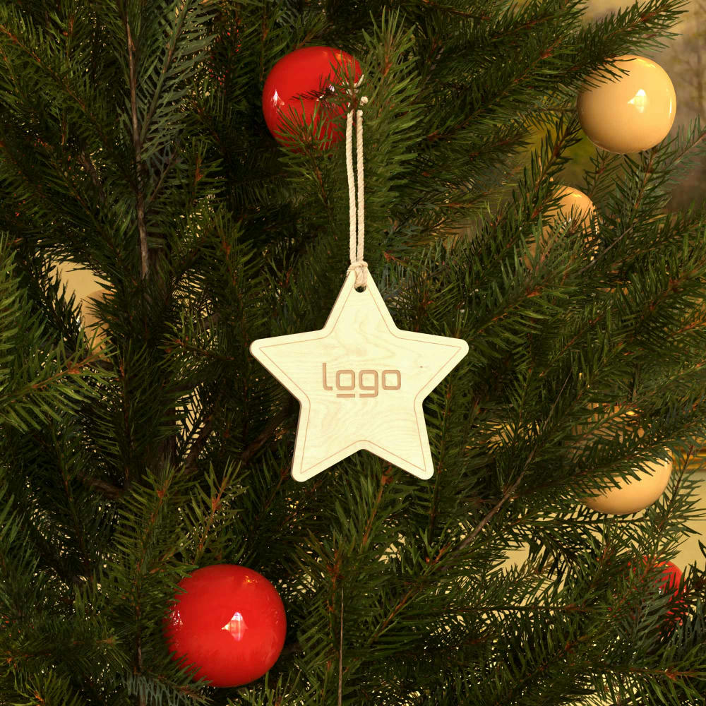 Weihnachtsbaumanhänger Stern (FSC® zertifiziert) Werbeartikel