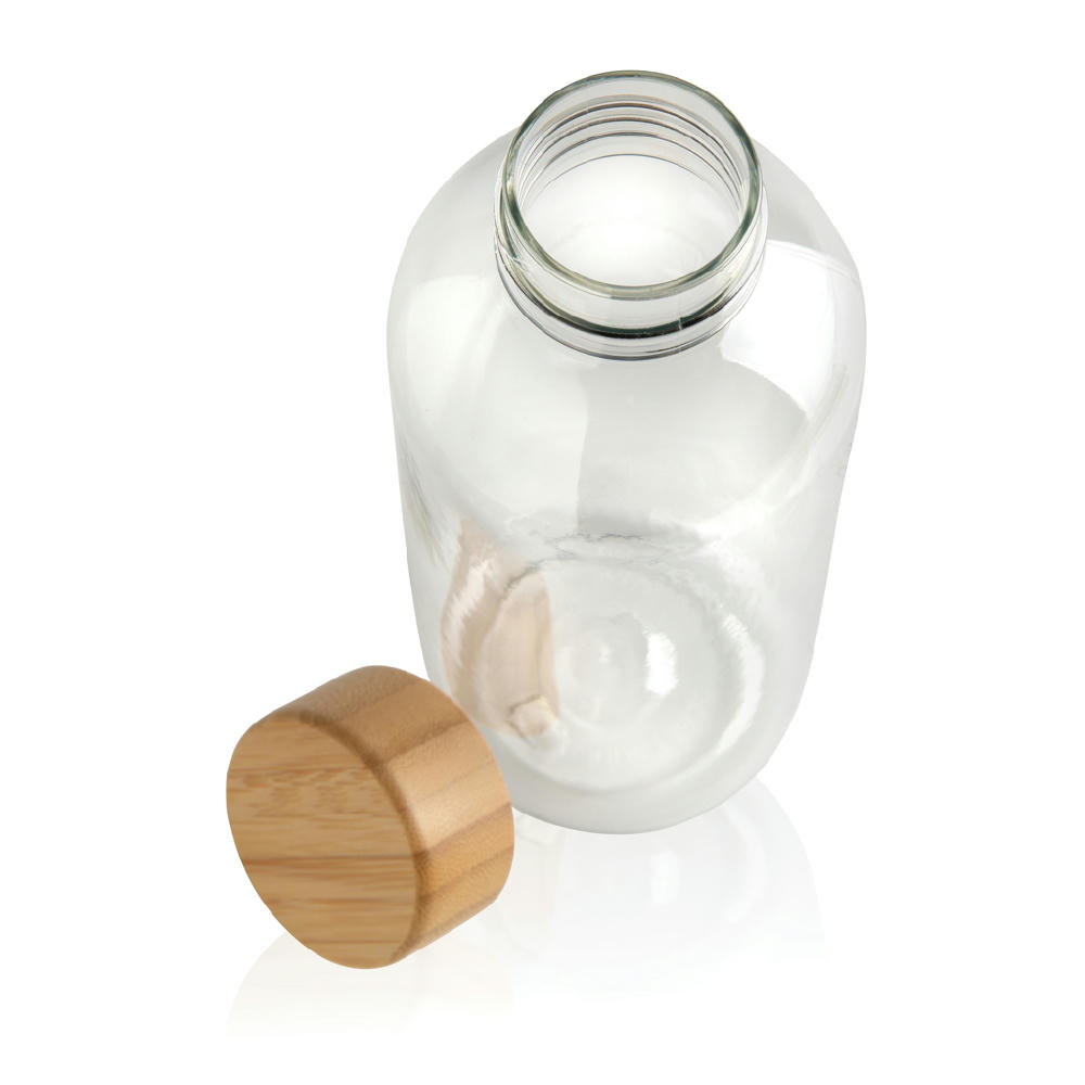 RCS rPET Flasche mit Bambus-Deckel Werbeartikel