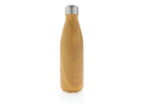 Vakuumisolierte Stainless Steel Flasche mit Holzoptik Werbeartikel