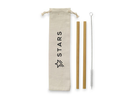 ECO Bamboe Straw Set Bambus-Strohhalme Werbeartikel