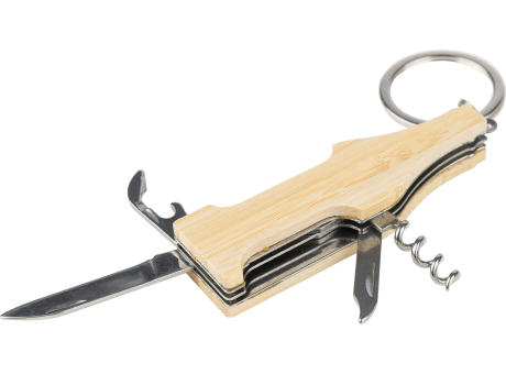 Bambus-Multifunktionswerkzeug-Schlüsselanhänger Inaya Werbeartikel