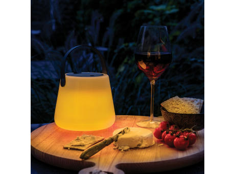 SolarGlow Außenleuchte aus RCS rec. Kunststoff mit USB-Lampe Werbeartikel