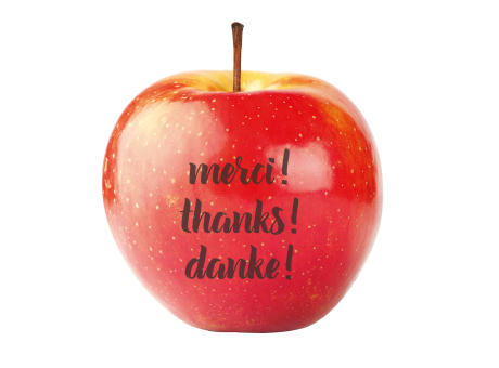 LogoFrucht Apfel "Danke" rot Werbeartikel