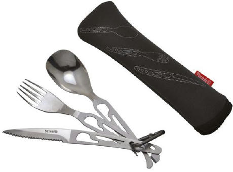 Besteckset 'Basecamp', mit einer Tasche aus Neopren Werbeartikel