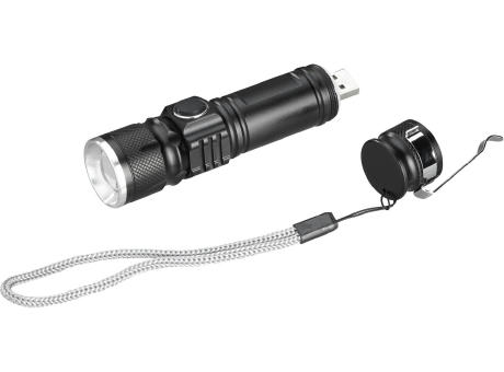 Lichtstarke Taschenlampe mit wiederaufladbarem Akku Werbeartikel