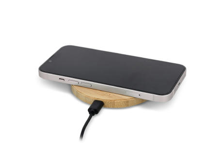 Wireless Ladepad Bambus 15W Werbeartikel
