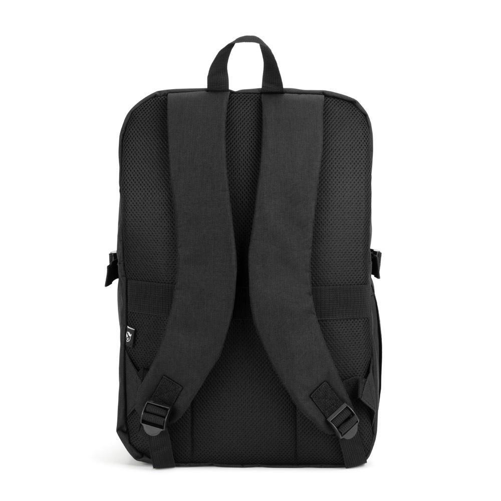 UDINE. Rucksack mit komplett öffnendem Fach aus recyceltem 300D Polyester, 16" Werbeartikel