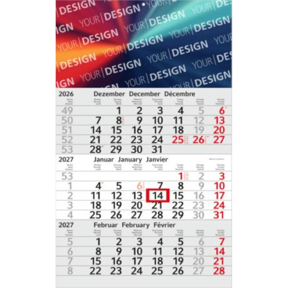 3-Monatskalender Budget 3 EXPRESS Schrift modern Werbeartikel