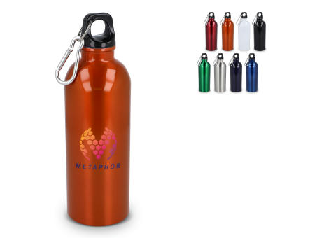 R-Edelstahl einwandige Flasche mit Karabiner 500 ml Werbeartikel