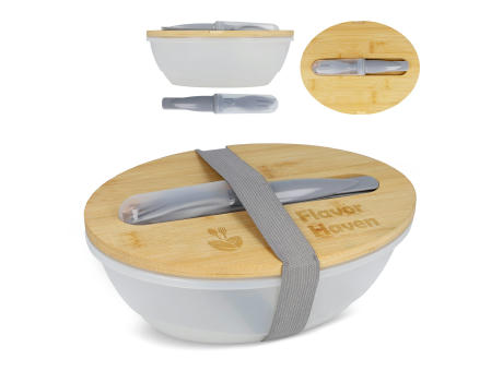 Lunchbox R-PP &amp; Bambus mit Besteck - 1L Werbeartikel