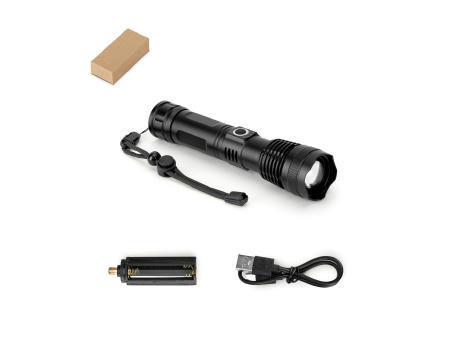 YVIAN. Recycled aluminium rechargeable torch (100% rAL) 10 W Werbeartikel