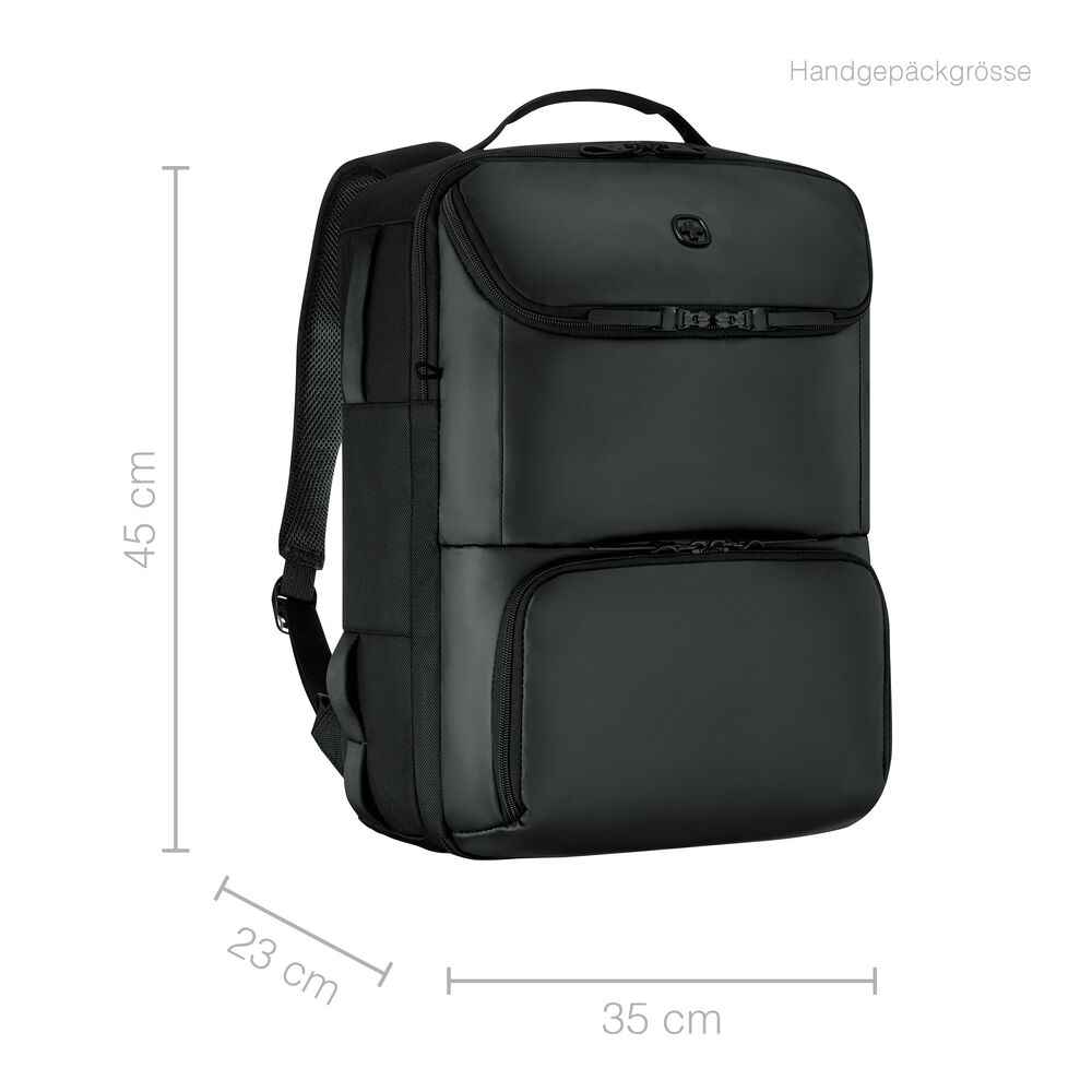 Wenger Urban One Travel Rucksack für 15.6 Zoll Laptop mit Größenangaben – funktionaler Werbeartikel für Business und Reisen