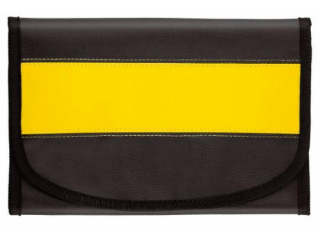 CreativDesign® Wagenpapiertasche "LookPlus" schwarz/gelb Werbeartikel