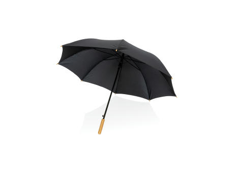 27" Impact AWARE™ RPET 190T Auto-Open Bambus-Schirm Werbeartikel