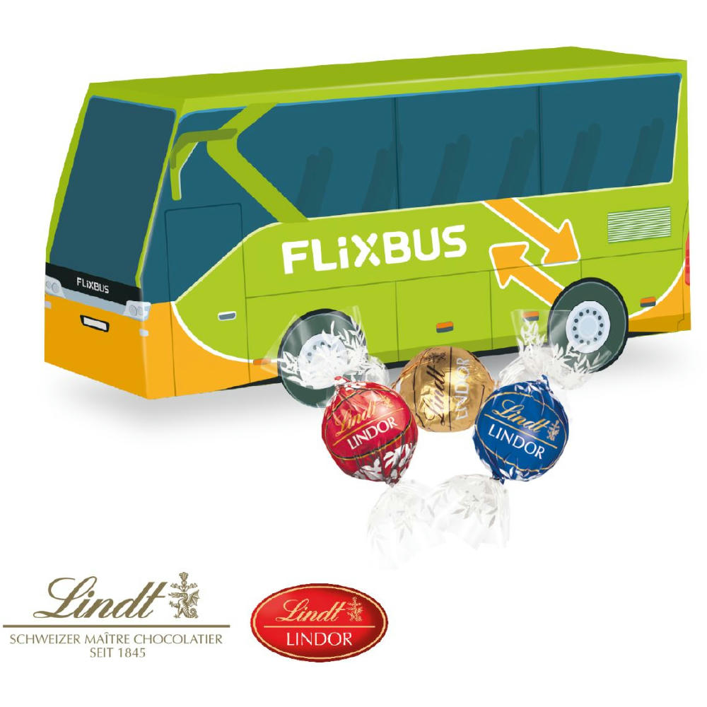 Product image 3D Präsent "Bus" mit Lindt Lindor Pralinés Werbeartikel