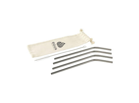 Reusable 4 pieces ECO Straw Set Strohalme aus Edelstahl Werbeartikel