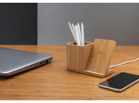 Calgary kabelloses 10W-Ladegerät aus Bambus Werbeartikel