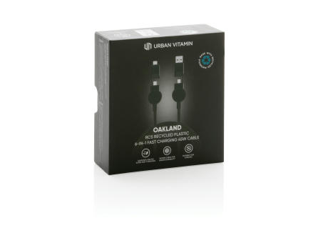 Oakland RCS rKunststoff 1,2m 6-in-1 Fast-Charging 45W Kabel Werbeartikel