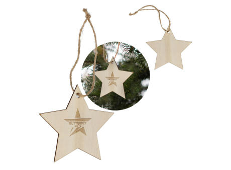 Sternförmiges Weihnachtsornament aus Holz  Werbeartikel