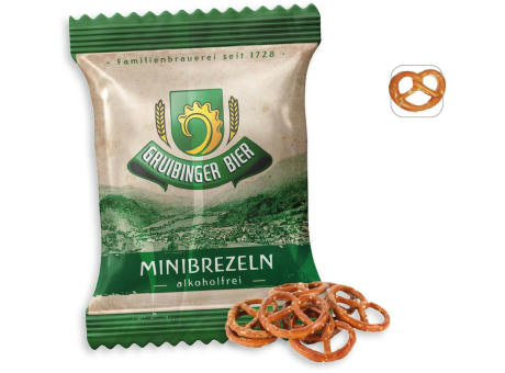 Mini Salzbrezeln Werbetüte,   10 g, Inhalt: Mini Salzbrezeln bedrucken