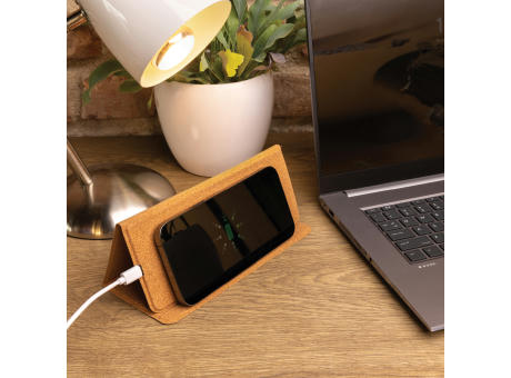 Wireless 10W Kork-Mauspad mit Ladefunktion und Ständer Werbeartikel