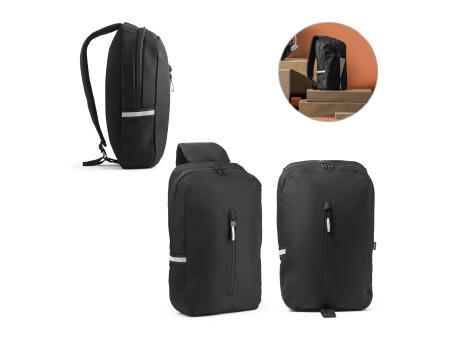 Product image DELFOS. Rucksack mit einem Schultergurt aus 300D recyceltem Polyester und 600D recyceltem Polyester, mit 210D-Futter aus recyceltem Polyester bedrucken