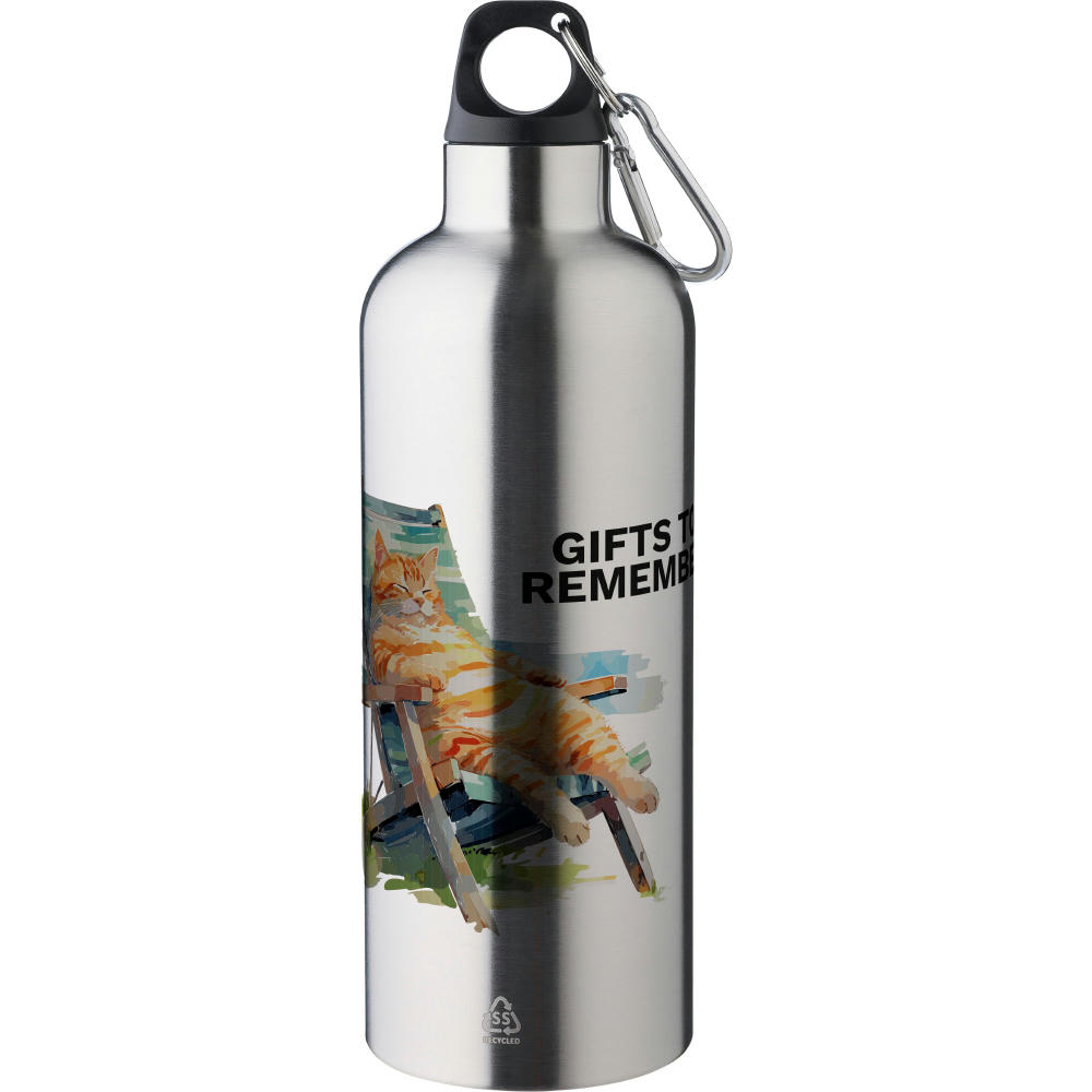 Doppelwandige Flasche aus recyceltem Edelstahl (500 ml) Lysandra Werbeartikel