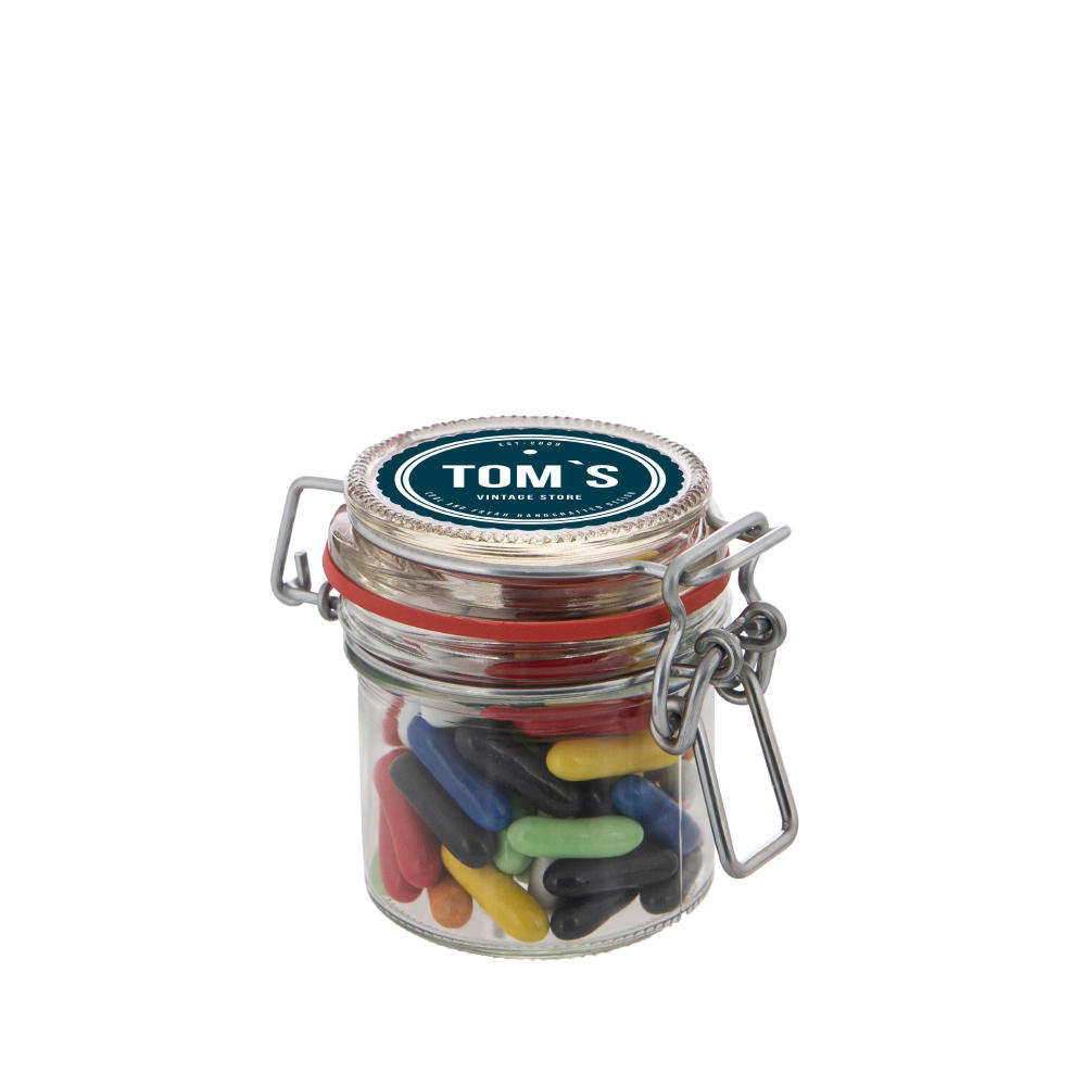 Product image Midi Weckglas 0,25 L gefüllt mit Süßigkeiten Werbeartikel