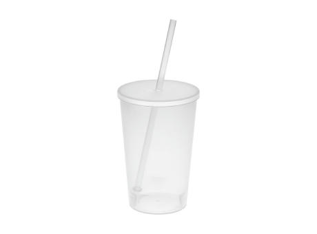 Trinkbecher "Vital", 500 ml mit Deckel und Strohhalm Werbeartikel