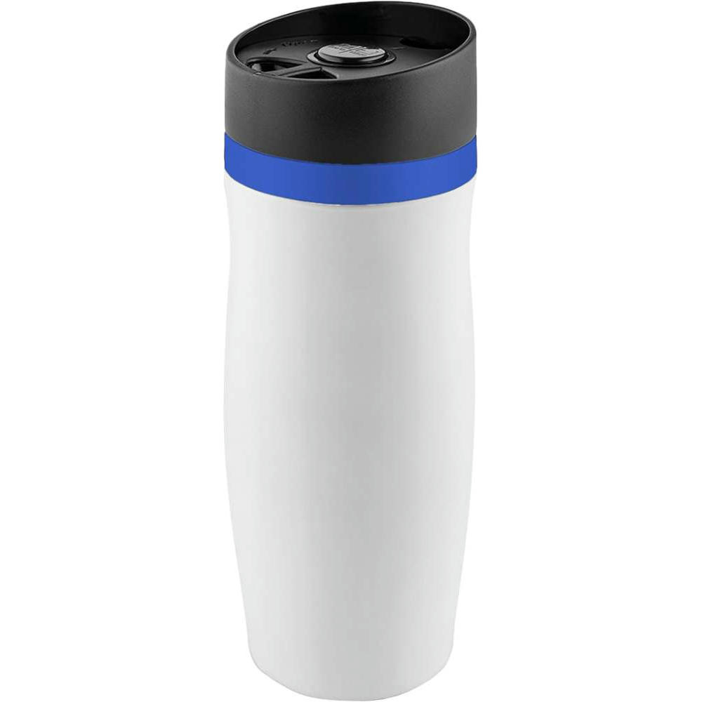 Product image Metmaxx® Thermobecher "CremaExtensa" weiß/Ring blau Werbeartikel