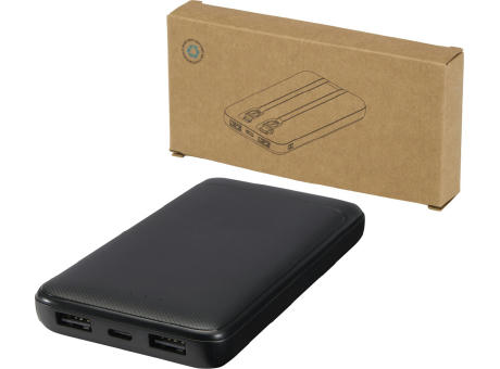 Product image Adhil 10 W 10.000 mAh Powerbank aus recyceltem Kunststoff mit 2 integrierten Kabeln bedrucken