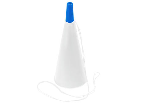 Fan-Horn weiß, Mundstück blau