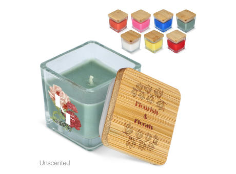 Chakra Kerze auf pflanzlicher Basis im Glasgefäß Werbeartikel