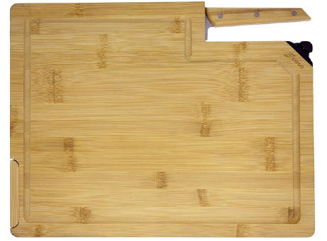 Schneidebrett aus Bambus mit Schleifer 'Takeita' und Chef Messer 'Alta' Werbeartikel