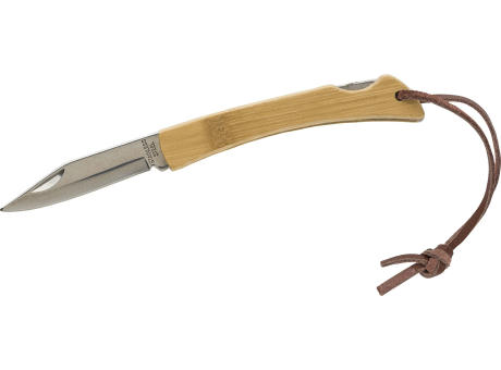 Klappbares Messer aus Edelstahl und Bambus Beckett Werbeartikel