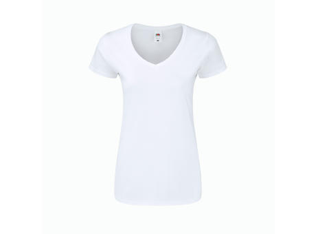 Frauen Weiß T-Shirt Iconic V-Neck bedrucken