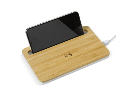 Kabellose Ladestation aus Bambus, 5W Werbeartikel