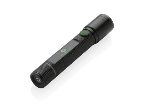Gear X Taschenlampe aus RCS recycelt. Aluminium mit USB-Akku Werbeartikel