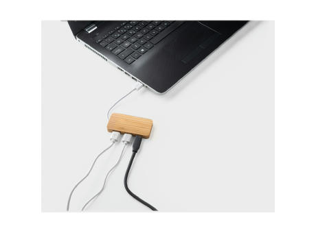MOSER. HUB mit 2 USB-A und 1 USB-C Anschluss aus Bambus Werbeartikel