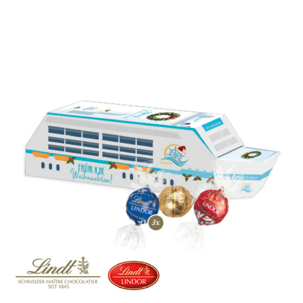 Product image 3D Präsent "Schiff" mit Lindor Pralinés Werbeartikel