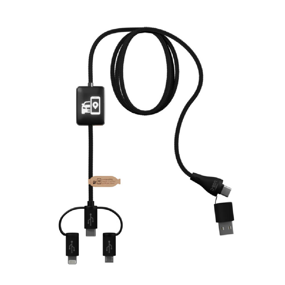 Product image SCX.design C48 CarPlay 5-in-1 Ladekabel mit Leuchtlogo Werbeartikel