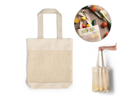 Product image MUMBAI. Tragetasche mit Mesh aus 100% Baumwolle (180 g/m²) bedrucken