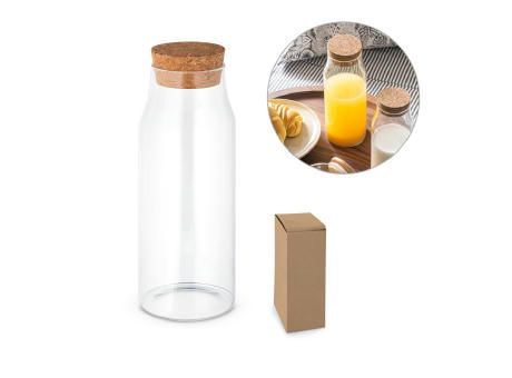 Product image JASMIN 1000. Glasflasche mit Korkdeckel 1 Liter bedrucken