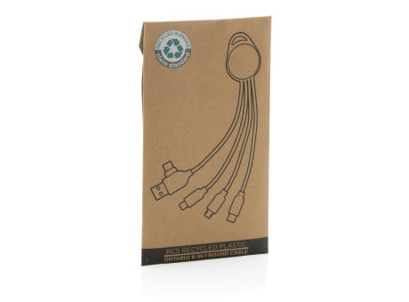 rundes Ontario 6-in-1 Kabel aus RCS recyceltem Kunststoff Werbeartikel