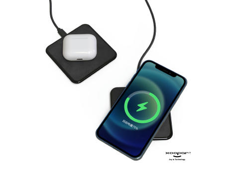 2259 | Xoopar Iné Wireless Fast Charger - Recycled Leather 15W Werbeartikel
