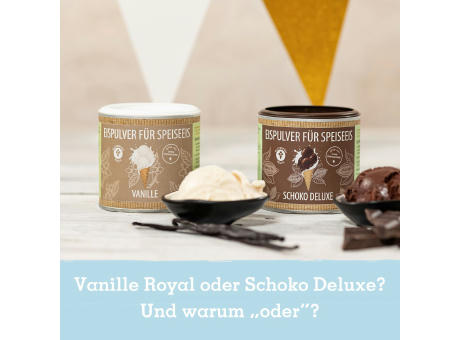 Eismixglas und Eispulver im bedruckten Geschenkkarton Werbeartikel