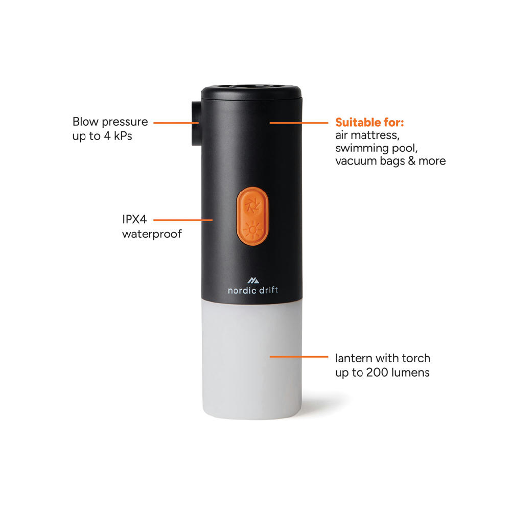 Nordic Drift Titan 2-in-1-Luftpumpe und Campinglampe Werbeartikel